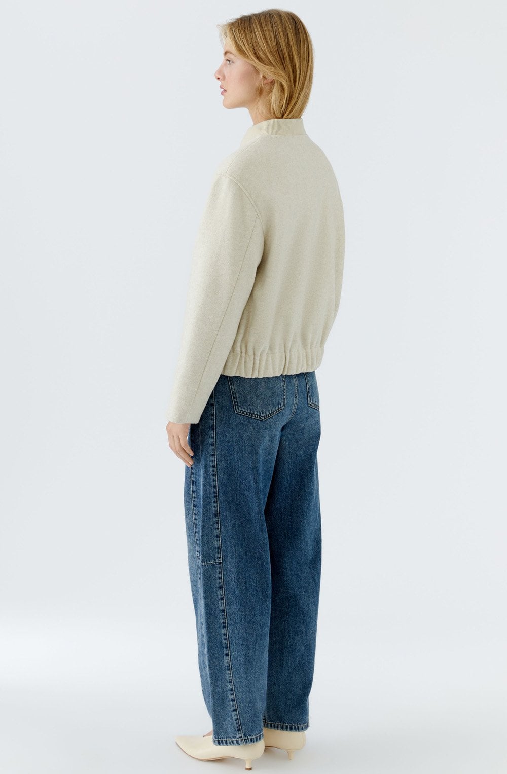 Light Beige Melange Wool Effect Jacket