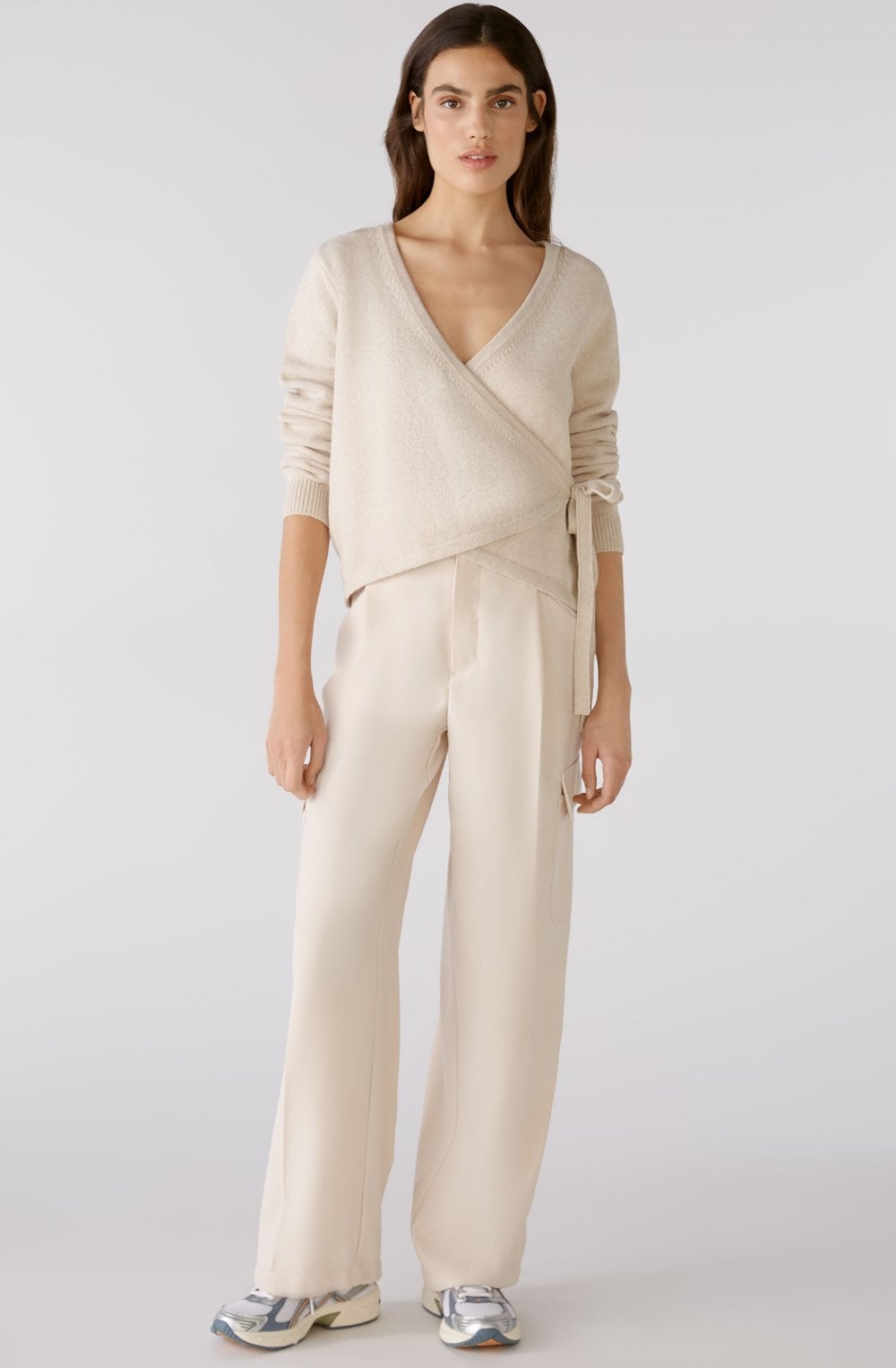 Light Beige Melange Wrap Effect Jumper