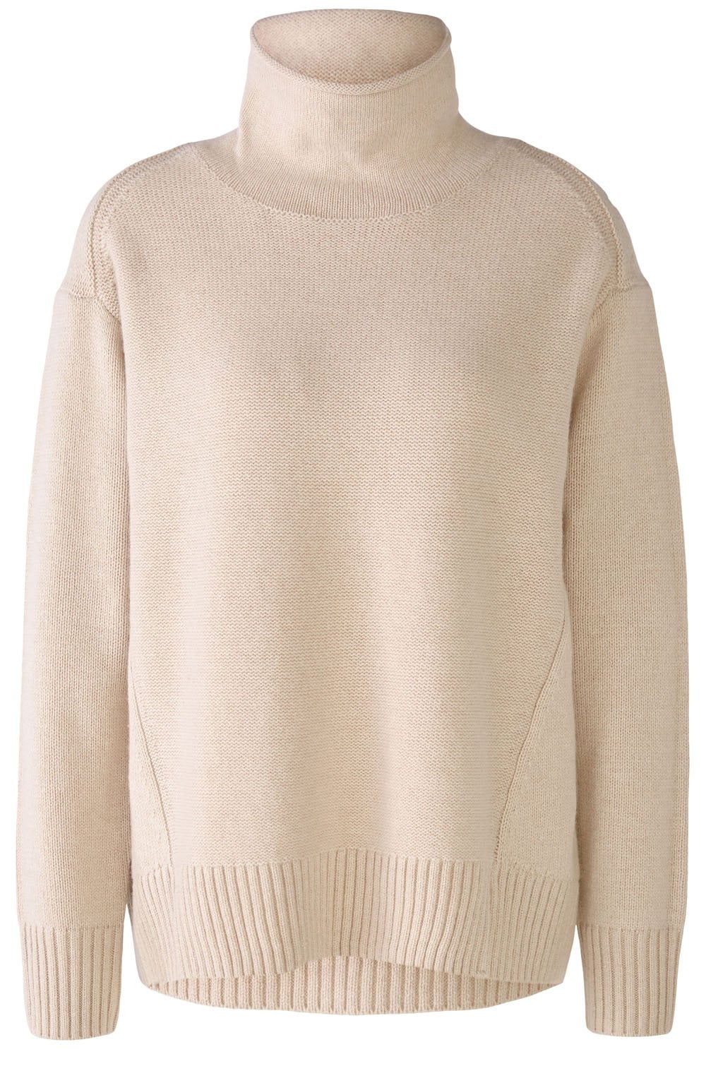 Light Beige Relaxed Rolled Turtle Neck Jumper