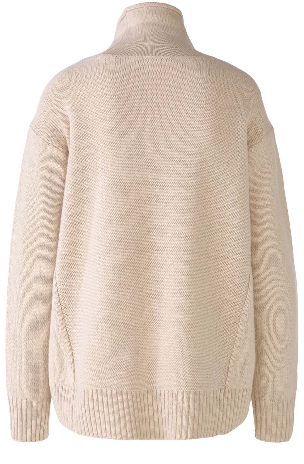 Light Beige Relaxed Rolled Turtle Neck Jumper