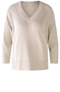 Light Beige Relaxed V Neck Jumper