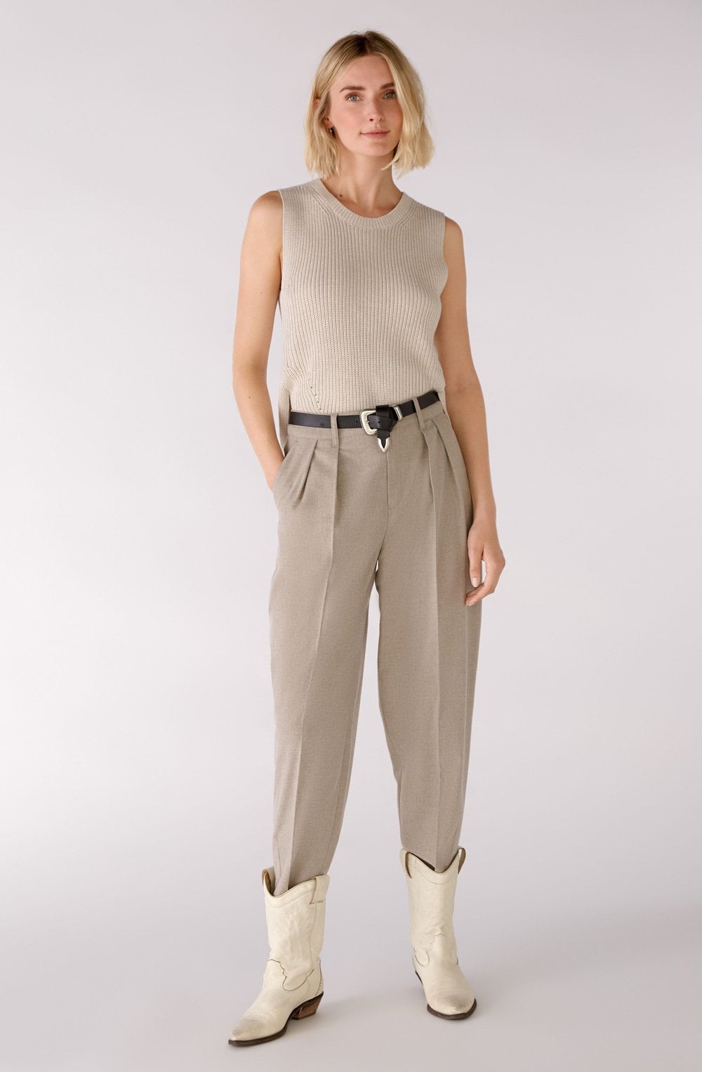Light Beige Ribbed Slip Over