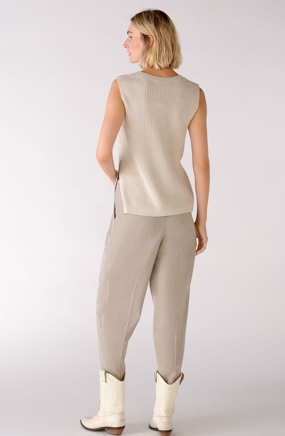 Light Beige Ribbed Slip Over