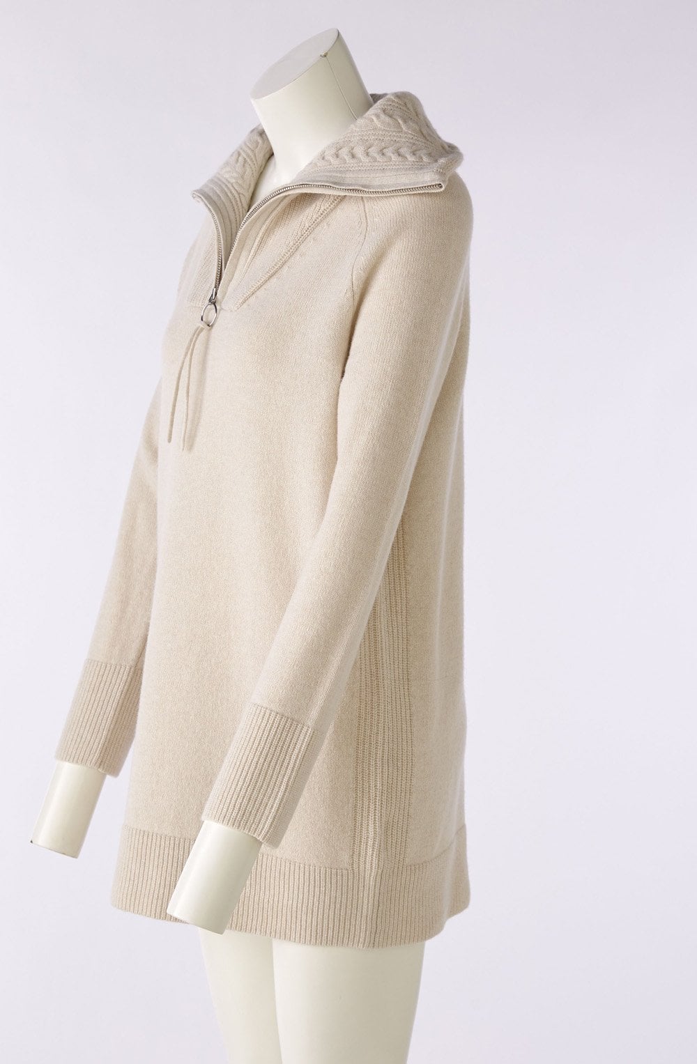 Light Beige Zip Neck Jumper