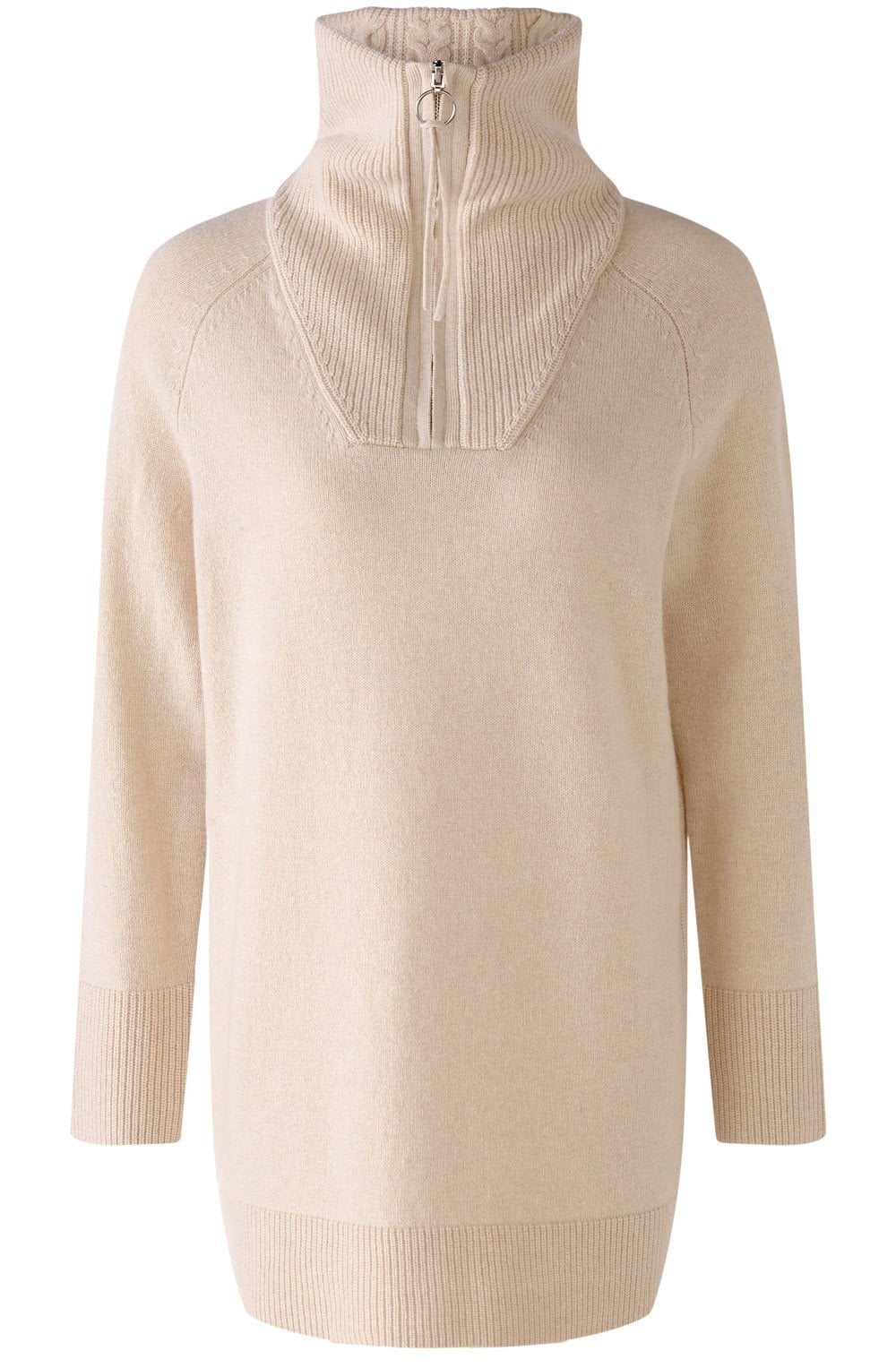 Light Beige Zip Neck Jumper