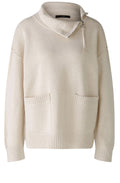 Light Beige Zip Neck Oversized Jumper