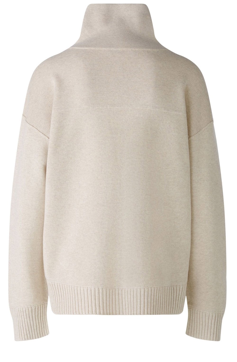 Light Beige Zip Neck Oversized Jumper