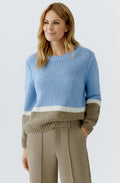 Light Blue and Green Colour Block Angel Yarn Jumper