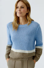 Light Blue and Green Colour Block Angel Yarn Jumper