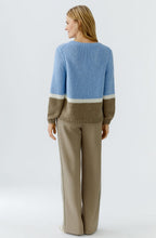 Light Blue and Green Colour Block Angel Yarn Jumper