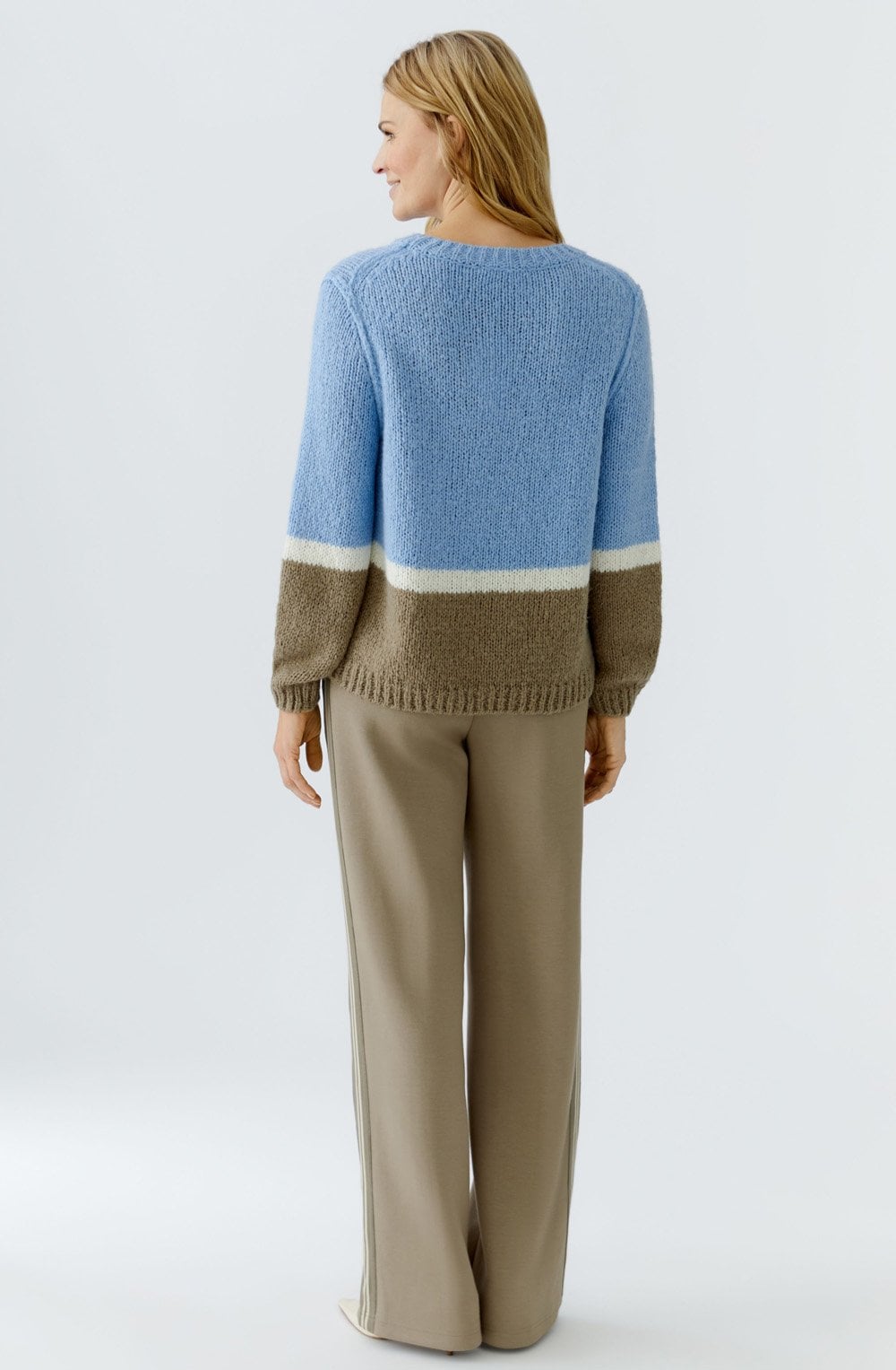 Light Blue and Green Colour Block Angel Yarn Jumper