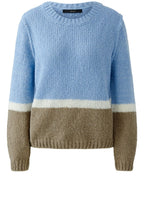 Light Blue and Green Colour Block Angel Yarn Jumper