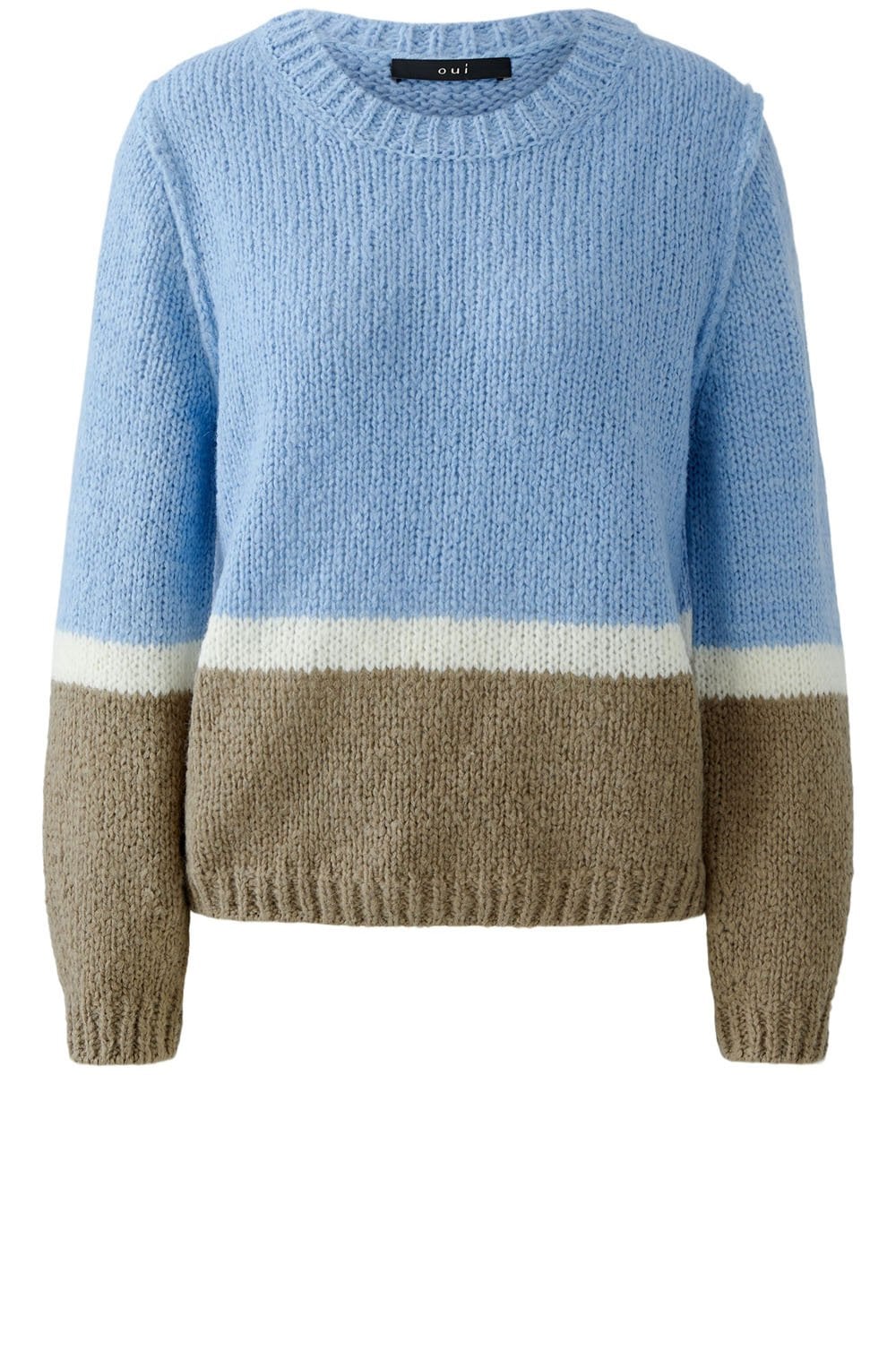 Light Blue and Green Colour Block Angel Yarn Jumper