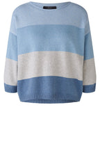 Light Blue and Grey Striped Casual Jumper