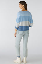 Light Blue and Grey Striped Casual Jumper