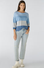Light Blue and Grey Striped Casual Jumper