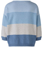 Light Blue and Grey Striped Casual Jumper