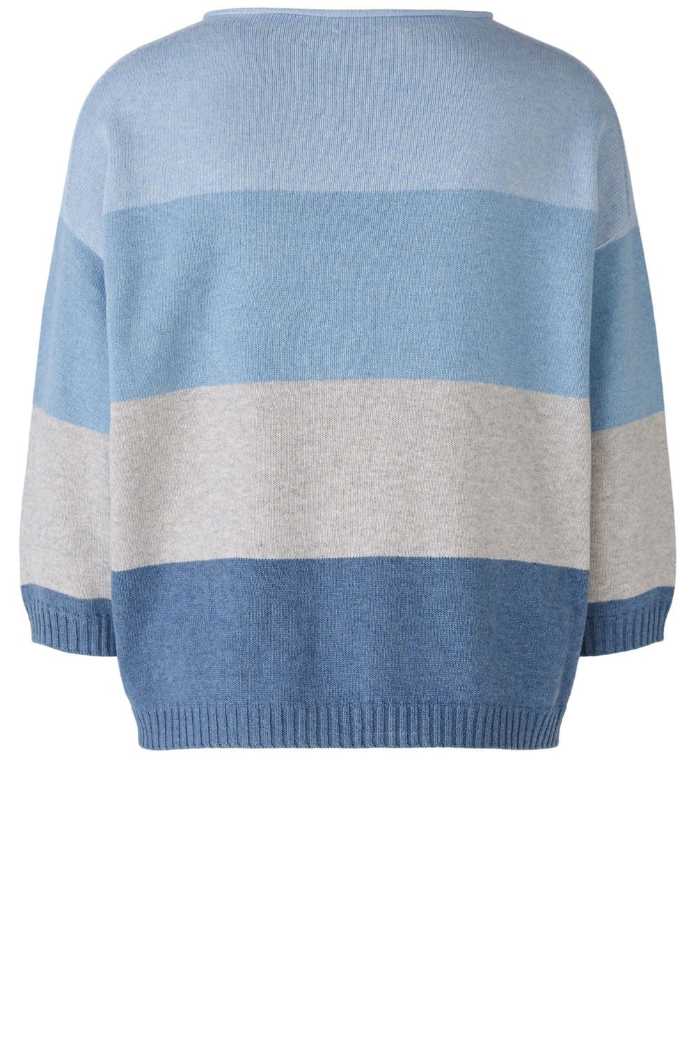 Light Blue and Grey Striped Casual Jumper