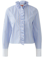 Light Blue and Rose Red Ruffle Shirt