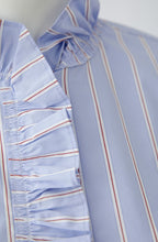 Light Blue and Rose Red Ruffle Shirt