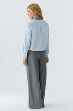 Light Blue and White Contrast Collar Shortened Shirt