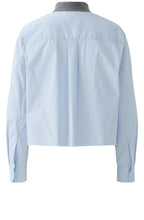 Light Blue and White Contrast Collar Shortened Shirt