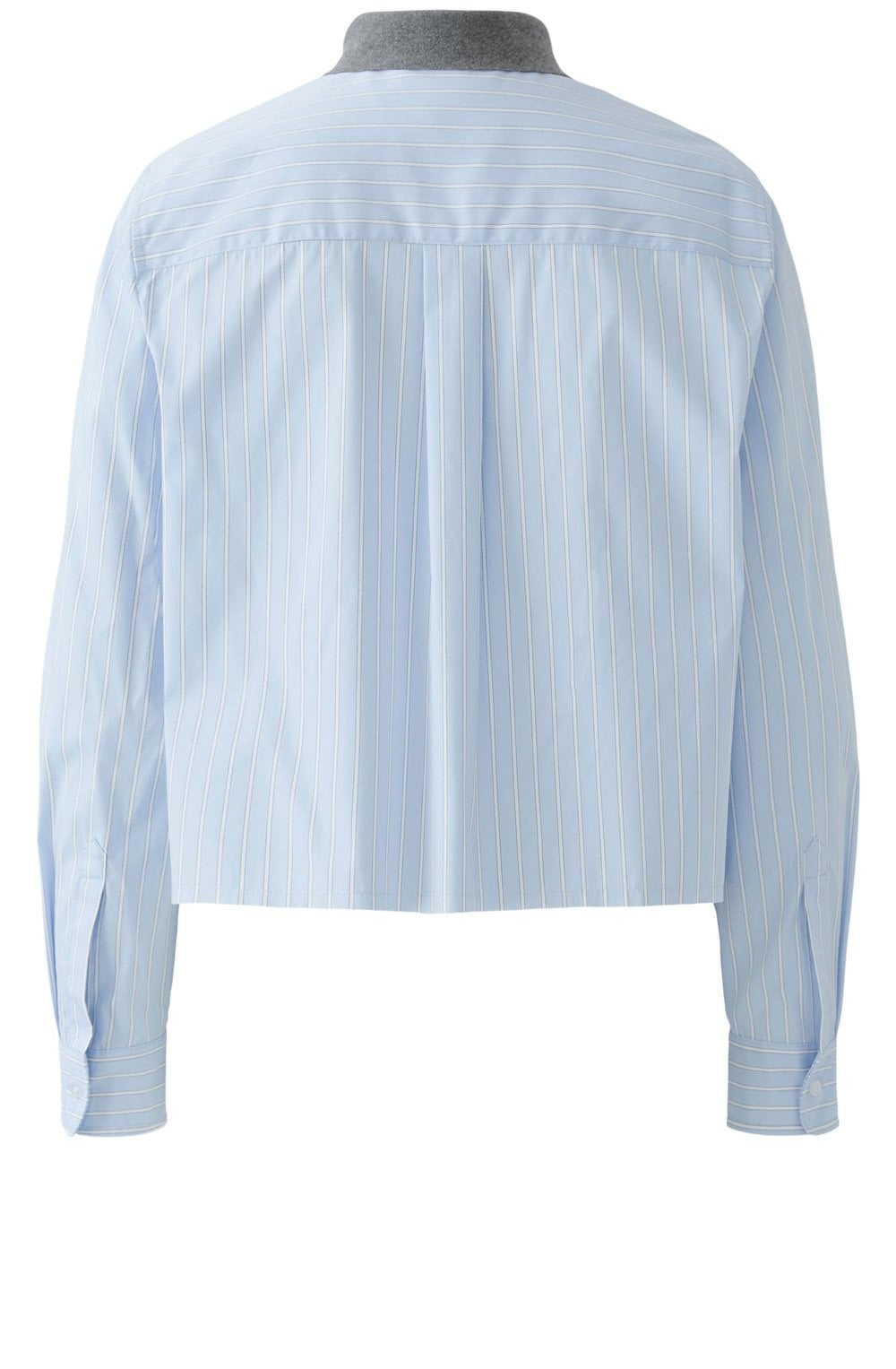 Light Blue and White Contrast Collar Shortened Shirt