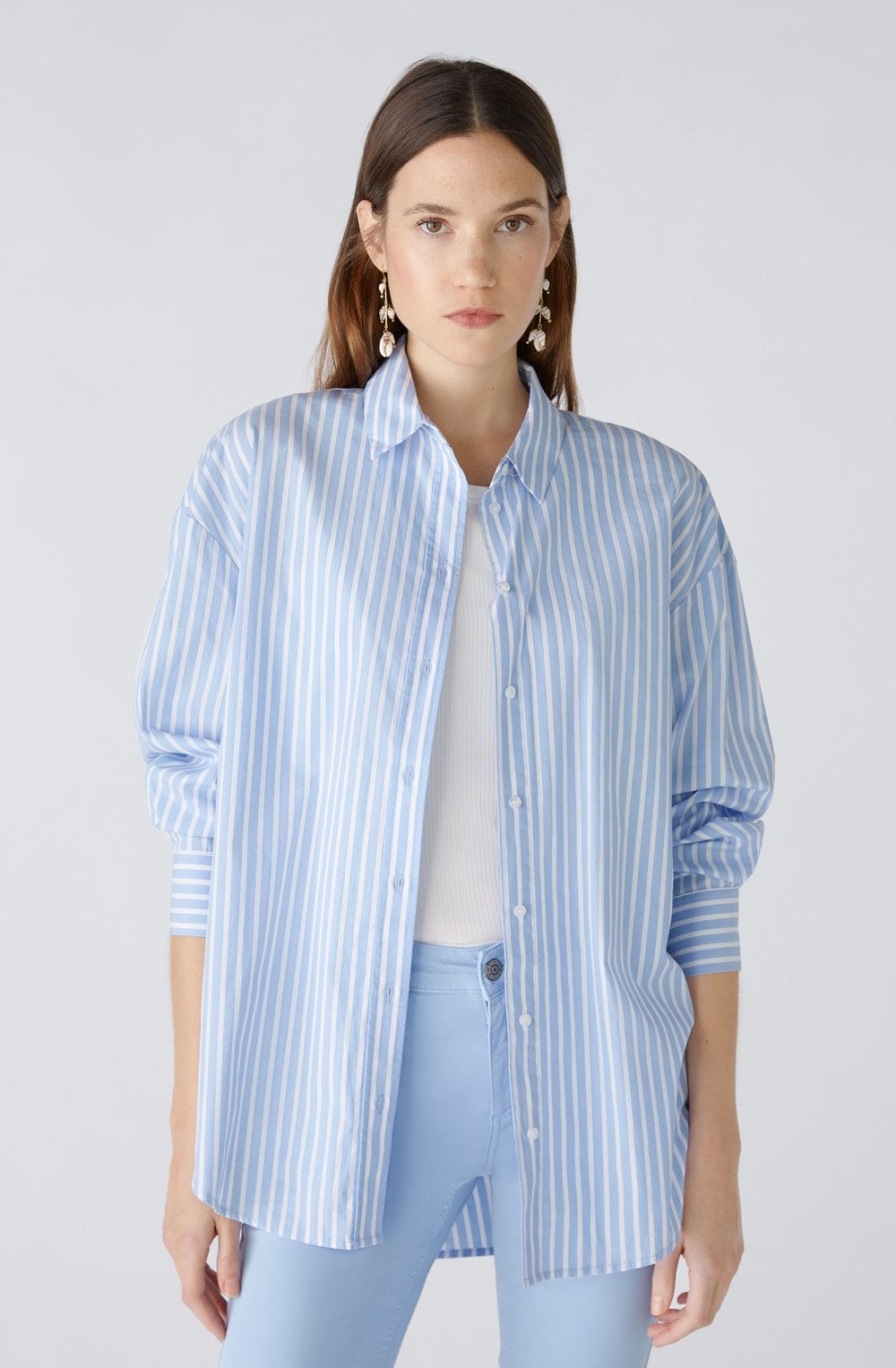 Light Blue and White Oversized Cotton Shirt
