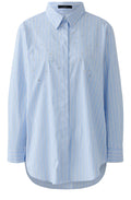 Light Blue and White Pin strip and Diamante Shirt