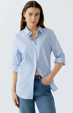 Light Blue and White Pin strip and Diamante Shirt