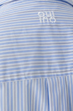 Light Blue and White Pin strip and Diamante Shirt