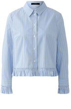 Light Blue and White Stripe Ruffle Shirt