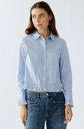 Light Blue and White Stripe Ruffle Shirt
