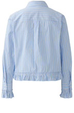 Light Blue and White Stripe Ruffle Shirt