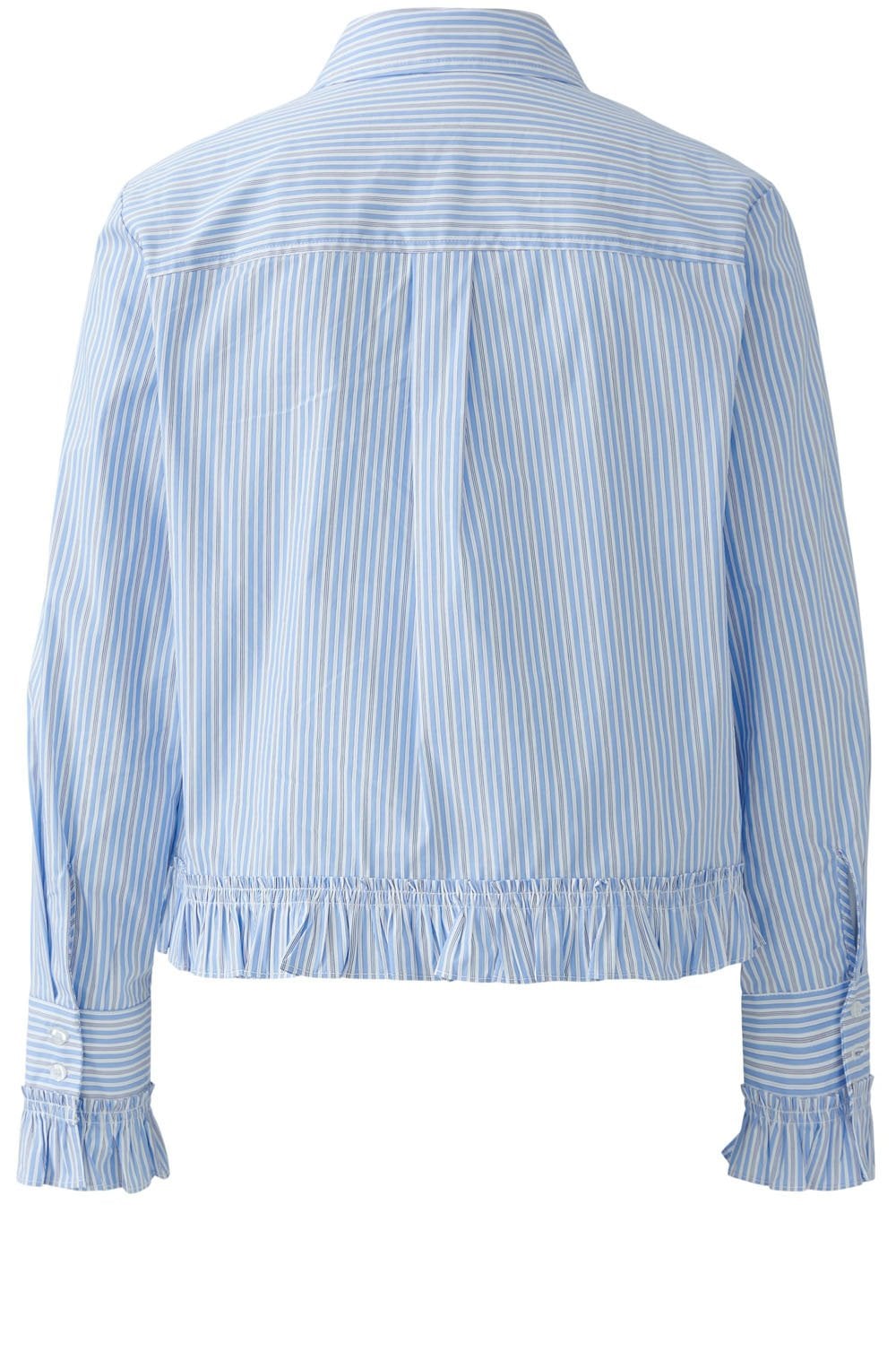 Light Blue and White Stripe Ruffle Shirt