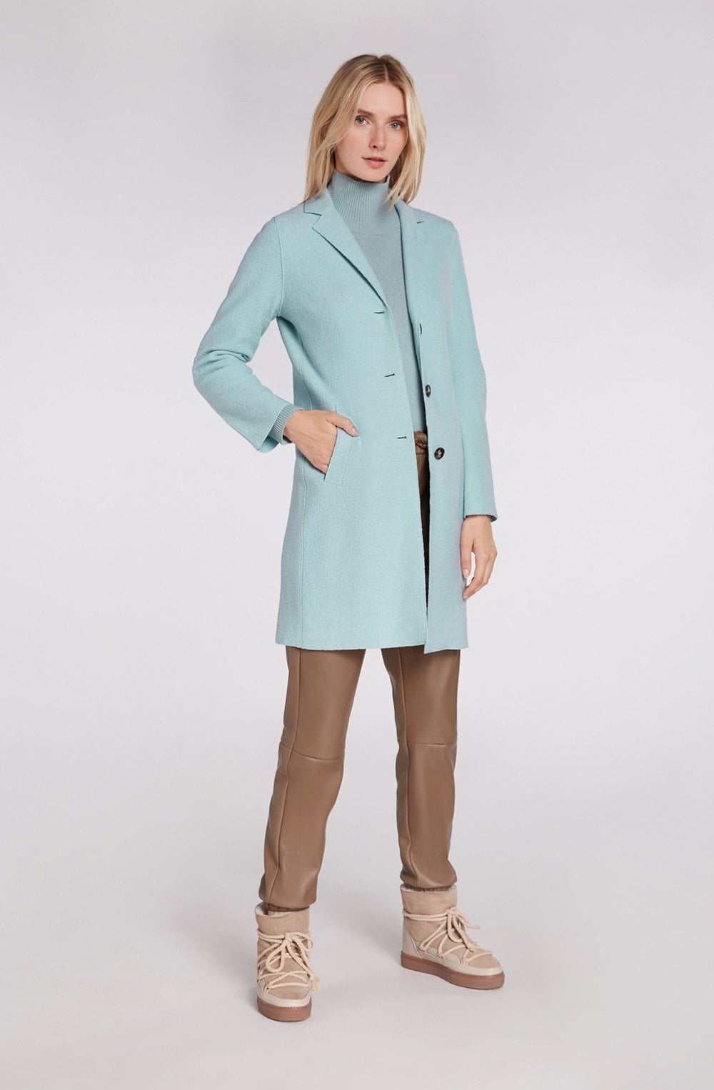Light Blue Boiled Wool Coat