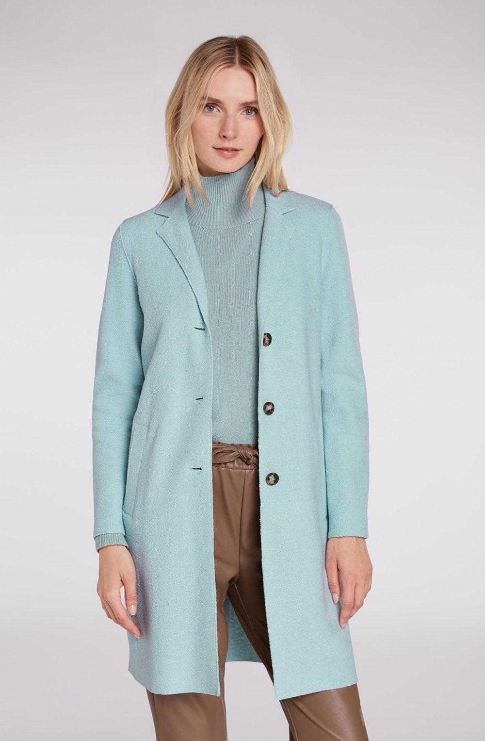 Light Blue Boiled Wool Coat