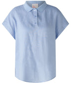 Light Blue Collared Linen Top
