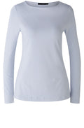Light Blue Cotton Blend Long Sleeved Top
