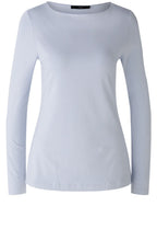 Light Blue Cotton Blend Long Sleeved Top