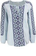 Light Blue Embroidered Blouse
