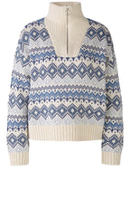 Light Blue High Neck Jacquard Jumper