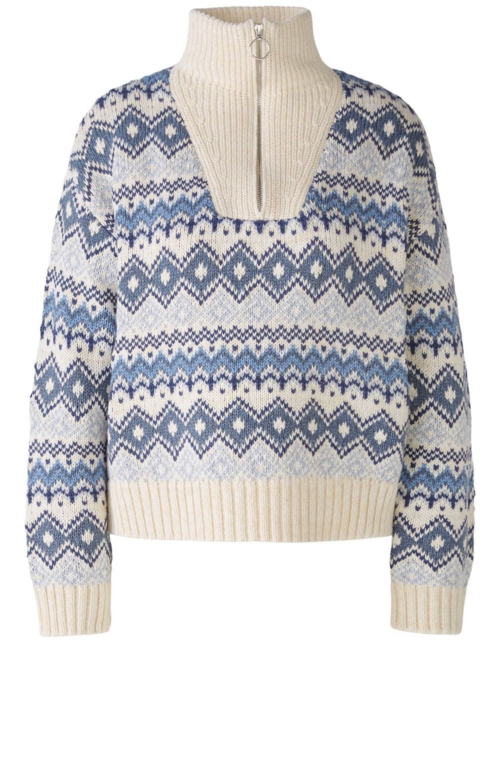 Light Blue High Neck Jacquard Jumper