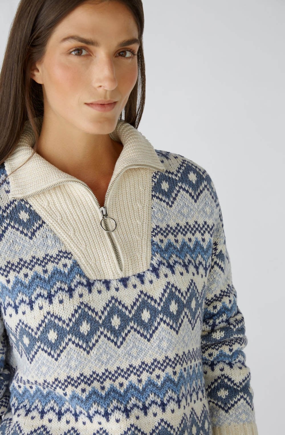 Light Blue High Neck Jacquard Jumper