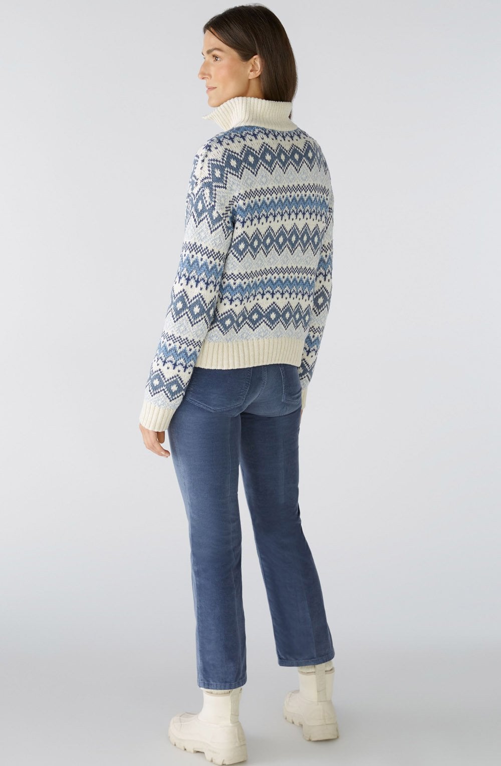 Light Blue High Neck Jacquard Jumper