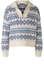 Light Blue High Neck Jacquard Jumper