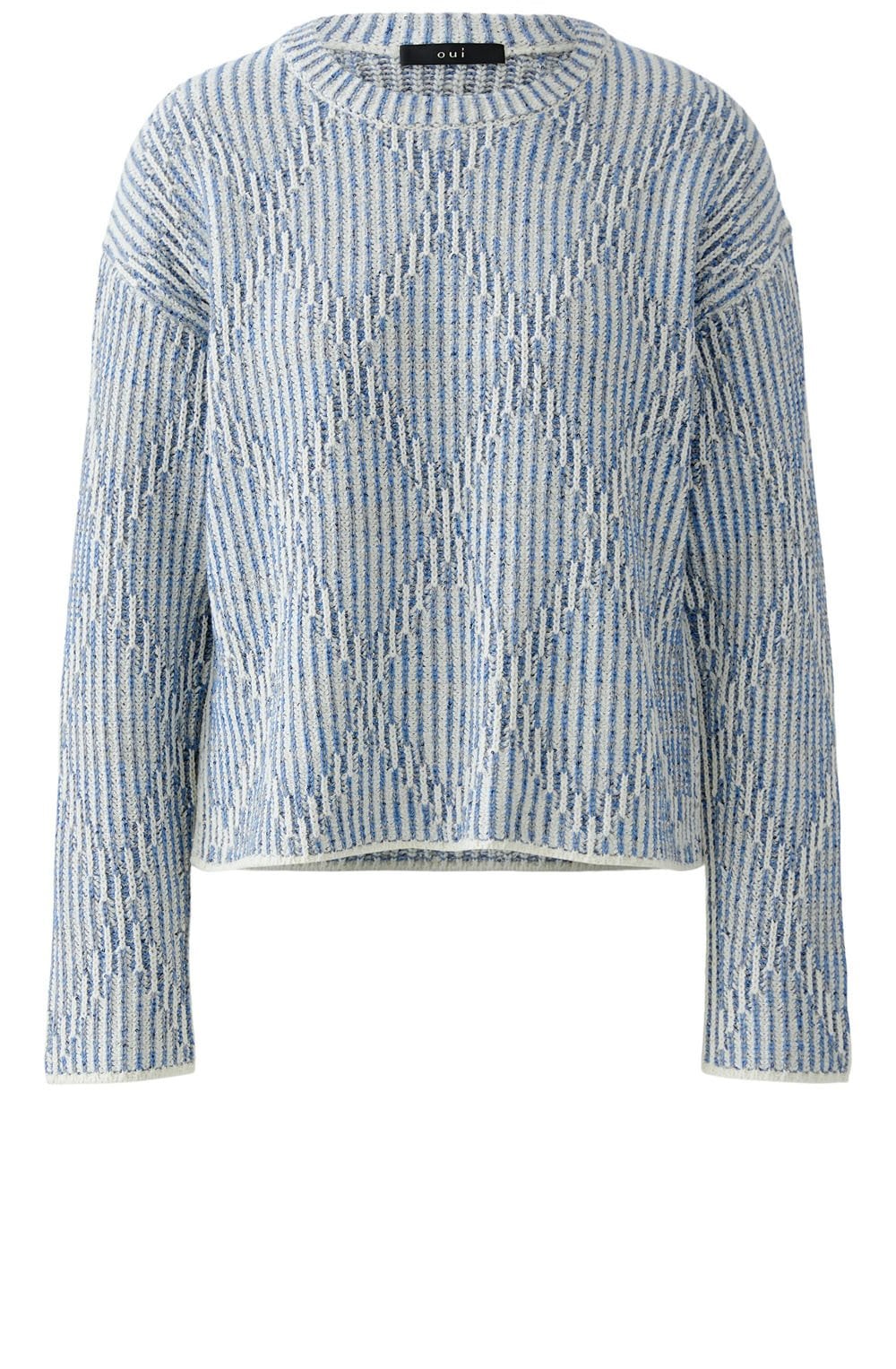 Light Blue Iconic Yarn Mix Diamond Pattern Jumper