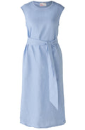 Light Blue Linen Cotton Patch Midi Dress