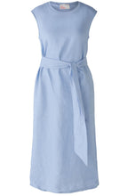 Light Blue Linen Cotton Patch Midi Dress