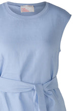 Light Blue Linen Cotton Patch Midi Dress